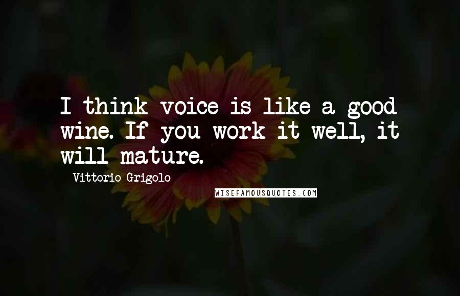 Vittorio Grigolo Quotes: I think voice is like a good wine. If you work it well, it will mature.