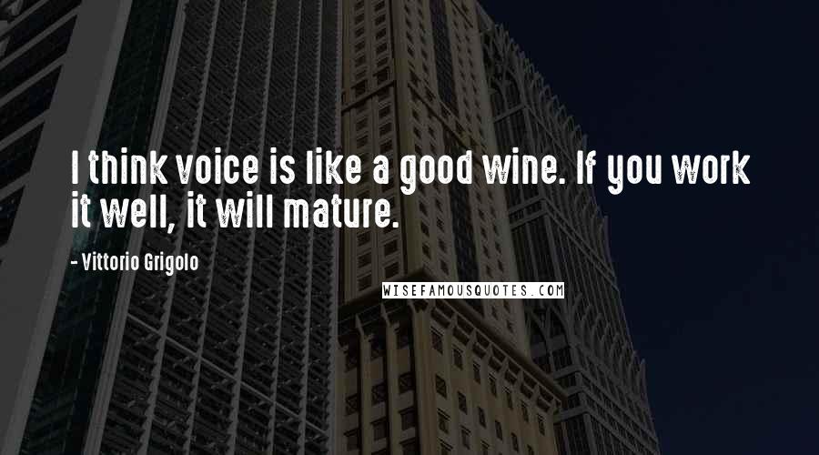 Vittorio Grigolo Quotes: I think voice is like a good wine. If you work it well, it will mature.