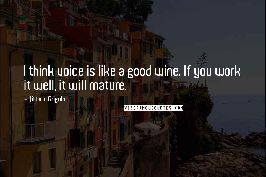 Vittorio Grigolo Quotes: I think voice is like a good wine. If you work it well, it will mature.