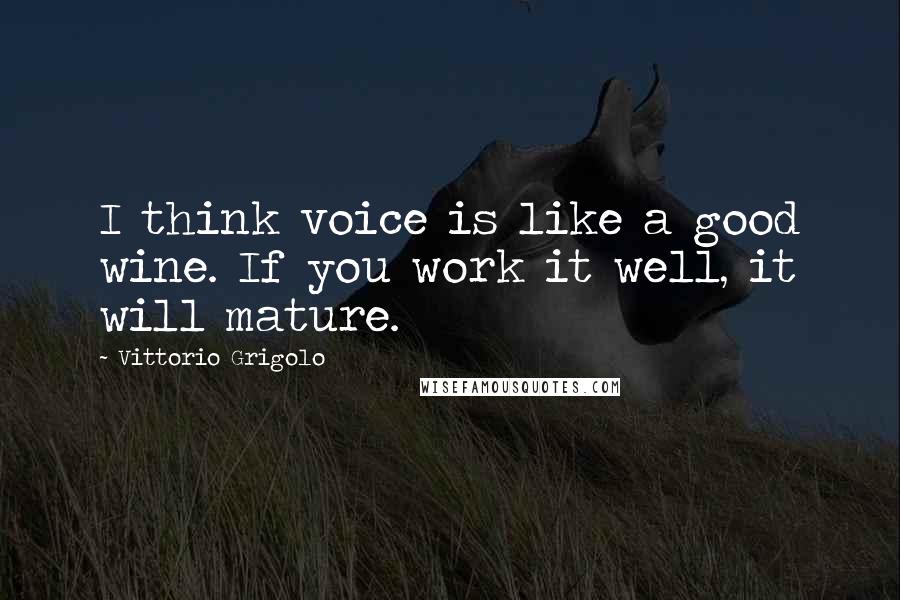 Vittorio Grigolo Quotes: I think voice is like a good wine. If you work it well, it will mature.