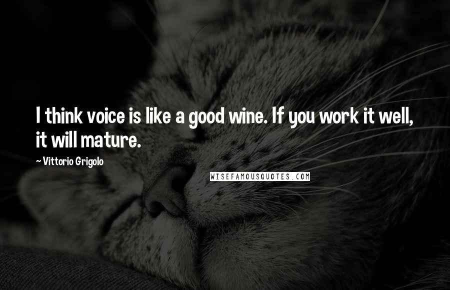 Vittorio Grigolo Quotes: I think voice is like a good wine. If you work it well, it will mature.