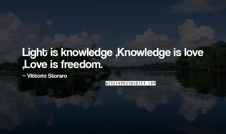 Vittorio Storaro Quotes: Light is knowledge ,Knowledge is love ,Love is freedom.
