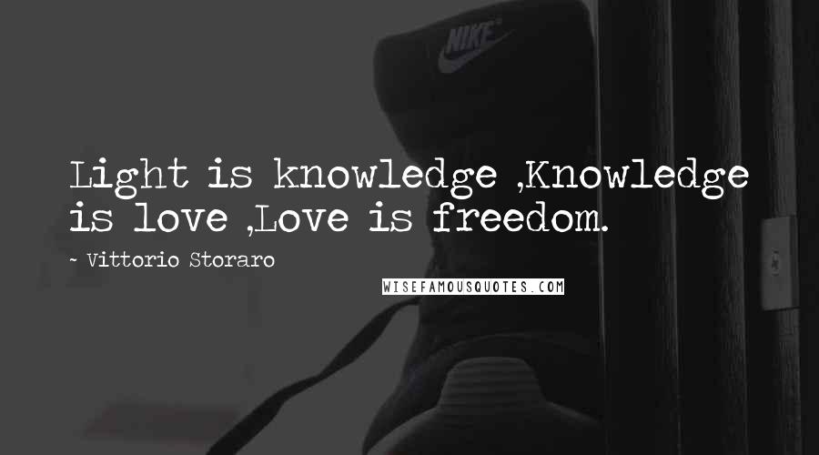 Vittorio Storaro Quotes: Light is knowledge ,Knowledge is love ,Love is freedom.