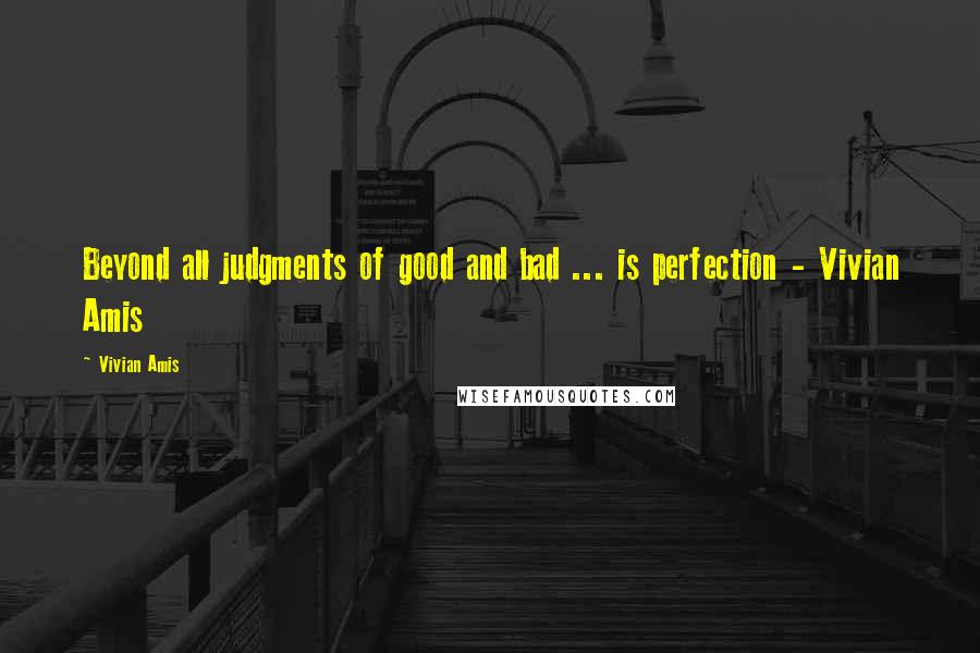 Vivian Amis Quotes: Beyond all judgments of good and bad ... is perfection - Vivian Amis