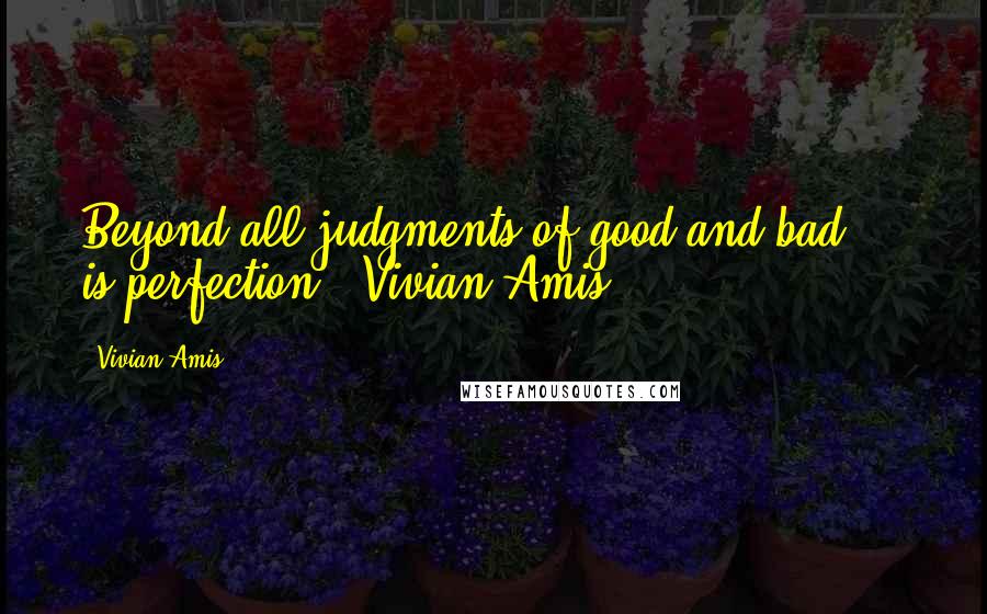 Vivian Amis Quotes: Beyond all judgments of good and bad ... is perfection - Vivian Amis