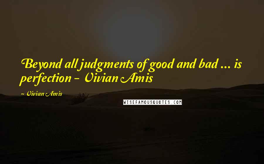Vivian Amis Quotes: Beyond all judgments of good and bad ... is perfection - Vivian Amis
