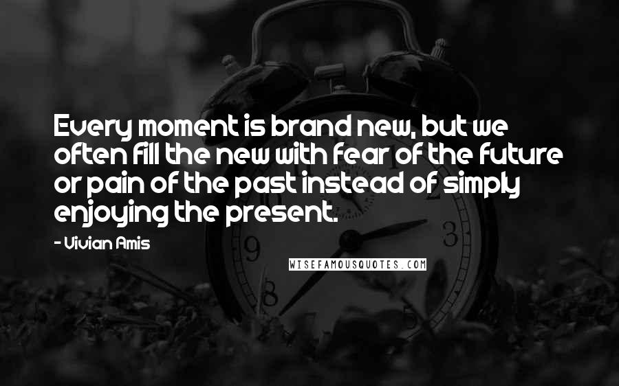 Vivian Amis Quotes: Every moment is brand new, but we often fill the new with fear of the future or pain of the past instead of simply enjoying the present.