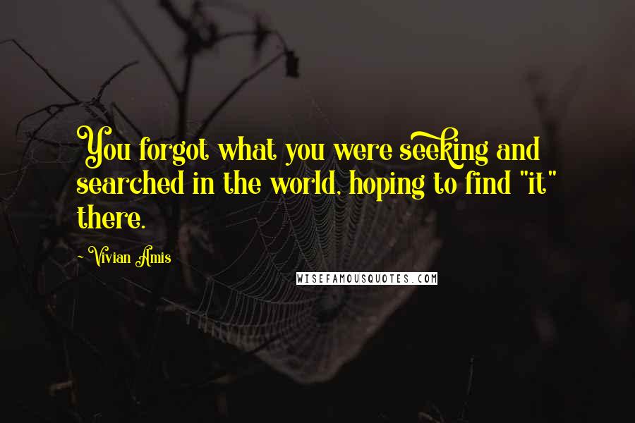 Vivian Amis Quotes: You forgot what you were seeking and searched in the world, hoping to find "it" there.
