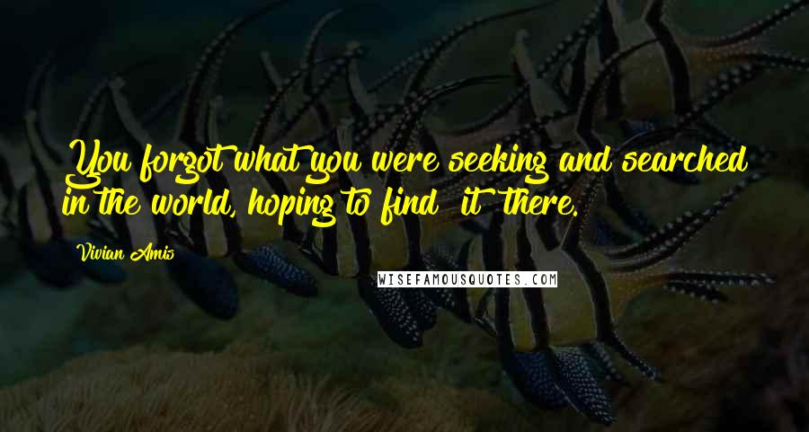 Vivian Amis Quotes: You forgot what you were seeking and searched in the world, hoping to find "it" there.