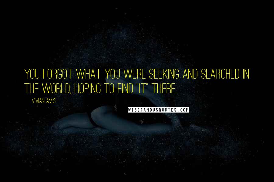 Vivian Amis Quotes: You forgot what you were seeking and searched in the world, hoping to find "it" there.
