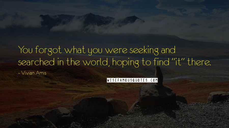 Vivian Amis Quotes: You forgot what you were seeking and searched in the world, hoping to find "it" there.