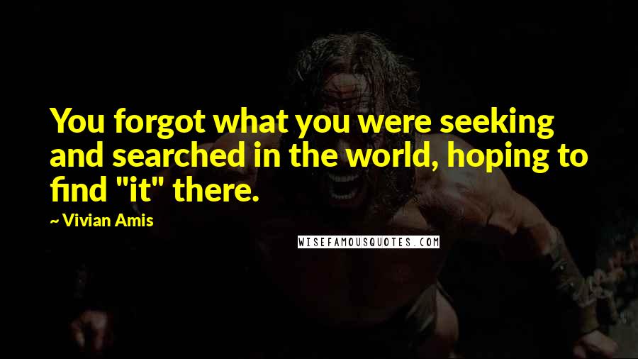 Vivian Amis Quotes: You forgot what you were seeking and searched in the world, hoping to find "it" there.