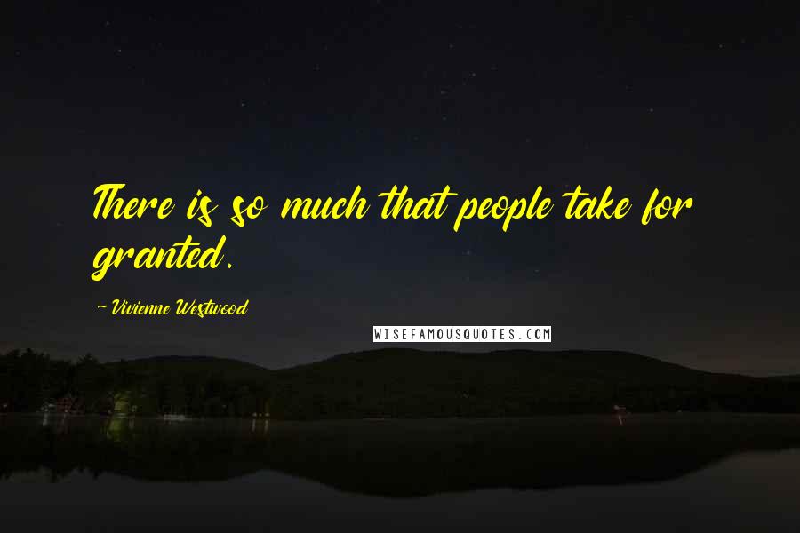 Vivienne Westwood Quotes: There is so much that people take for granted.