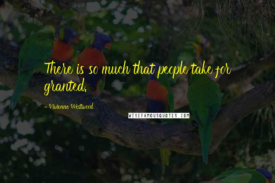 Vivienne Westwood Quotes: There is so much that people take for granted.