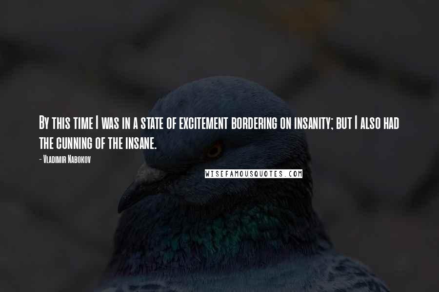 Vladimir Nabokov Quotes: By this time I was in a state of excitement bordering on insanity; but I also had the cunning of the insane.