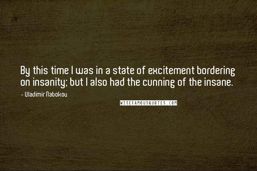 Vladimir Nabokov Quotes: By this time I was in a state of excitement bordering on insanity; but I also had the cunning of the insane.