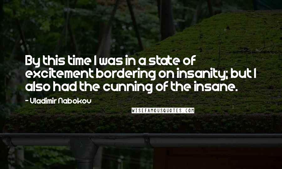 Vladimir Nabokov Quotes: By this time I was in a state of excitement bordering on insanity; but I also had the cunning of the insane.