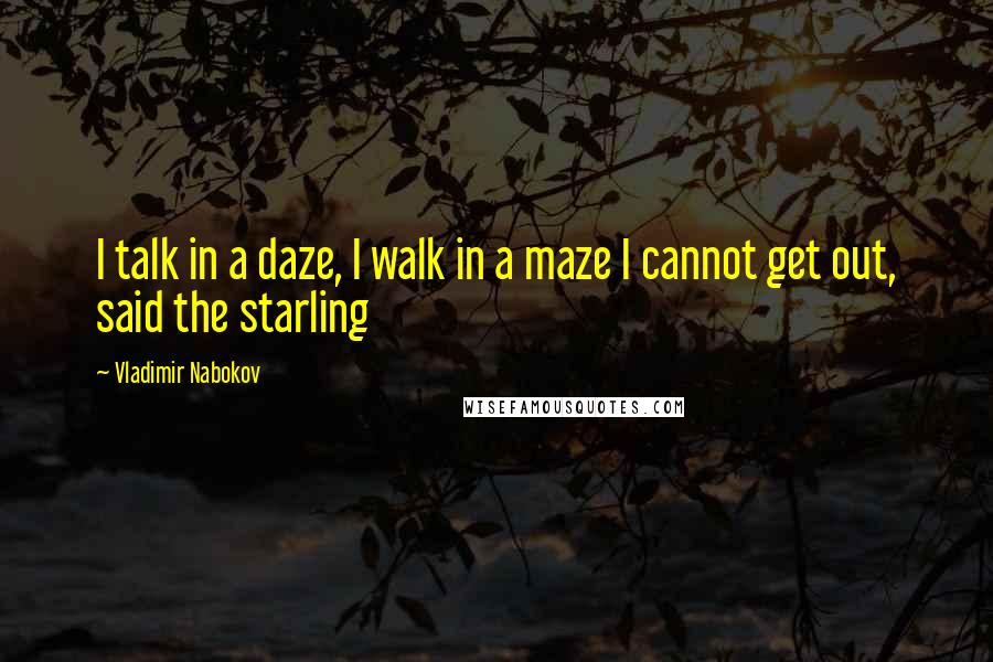 Vladimir Nabokov Quotes: I talk in a daze, I walk in a maze I cannot get out, said the starling