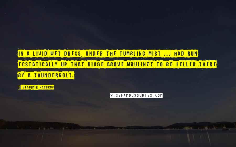 Vladimir Nabokov Quotes: In a livid wet dress, under the tumbling mist ... had run ecstatically up that ridge above Moulinet to be felled there by a thunderbolt.