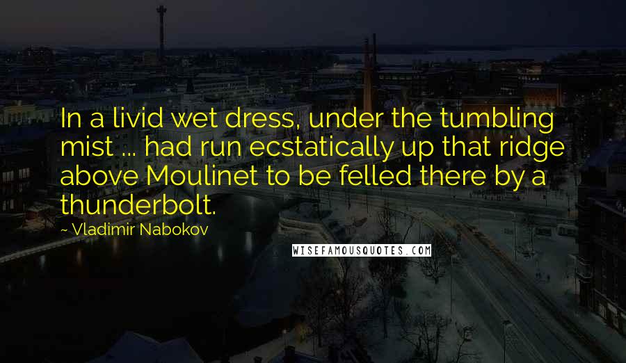 Vladimir Nabokov Quotes: In a livid wet dress, under the tumbling mist ... had run ecstatically up that ridge above Moulinet to be felled there by a thunderbolt.