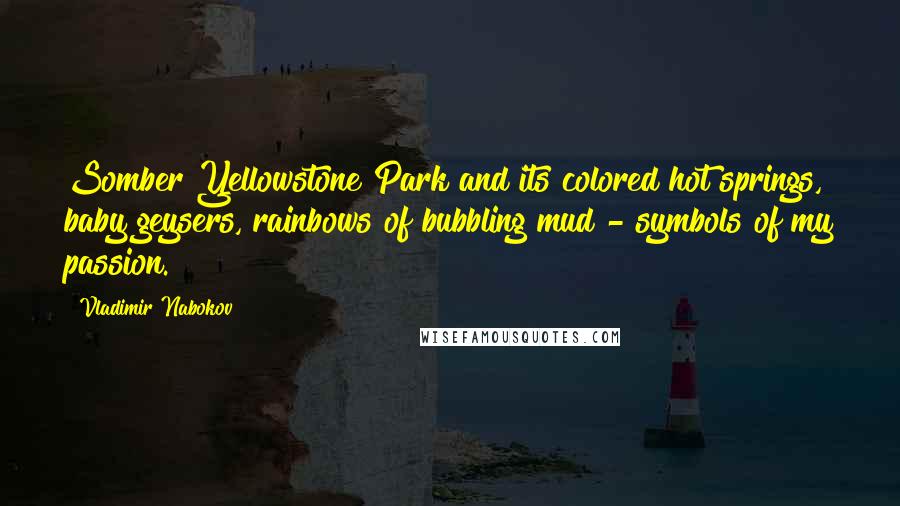 Vladimir Nabokov Quotes: Somber Yellowstone Park and its colored hot springs, baby geysers, rainbows of bubbling mud - symbols of my passion.