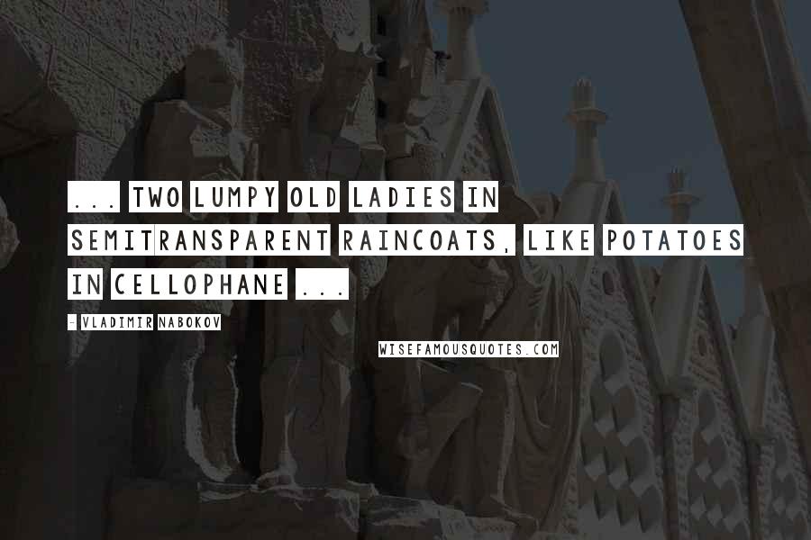 Vladimir Nabokov Quotes: ... two lumpy old ladies in semitransparent raincoats, like potatoes in cellophane ...