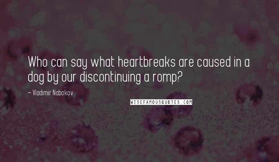 Vladimir Nabokov Quotes: Who can say what heartbreaks are caused in a dog by our discontinuing a romp?