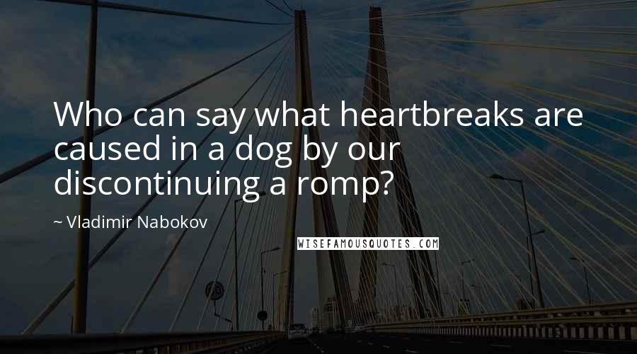 Vladimir Nabokov Quotes: Who can say what heartbreaks are caused in a dog by our discontinuing a romp?