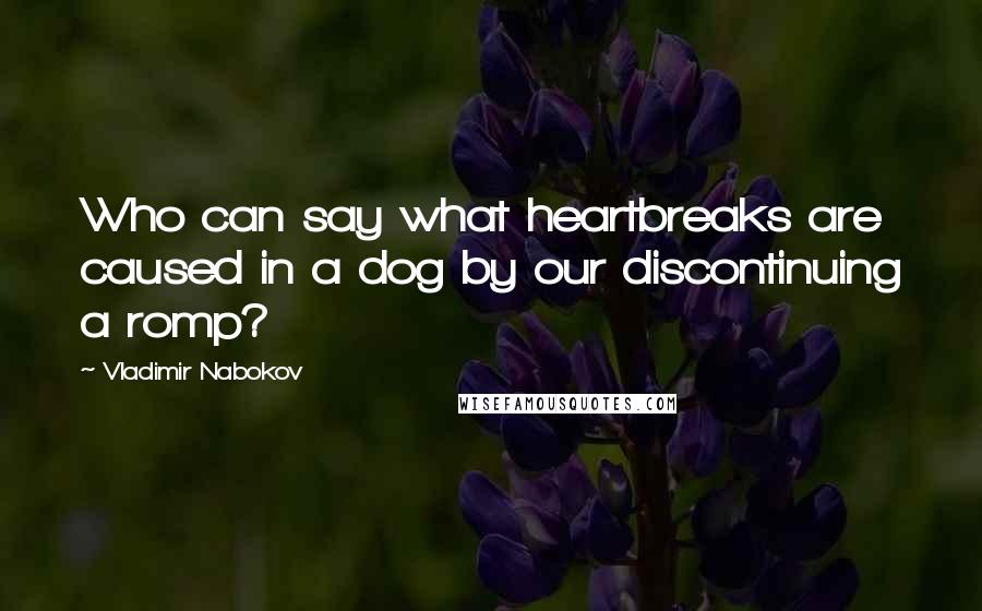 Vladimir Nabokov Quotes: Who can say what heartbreaks are caused in a dog by our discontinuing a romp?