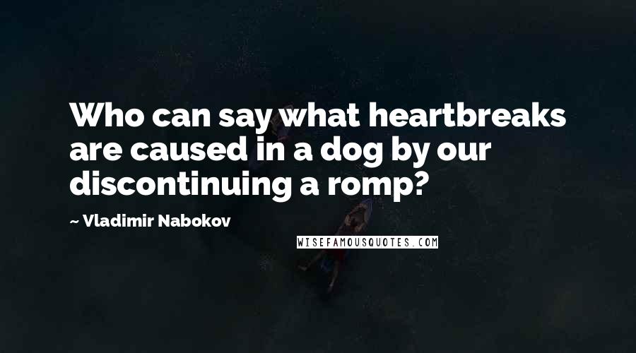 Vladimir Nabokov Quotes: Who can say what heartbreaks are caused in a dog by our discontinuing a romp?