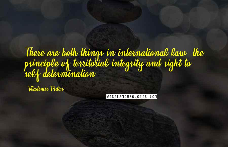 Vladimir Putin Quotes: There are both things in international law: the principle of territorial integrity and right to self-determination.