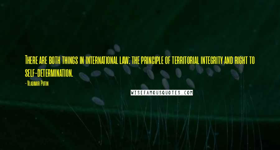 Vladimir Putin Quotes: There are both things in international law: the principle of territorial integrity and right to self-determination.