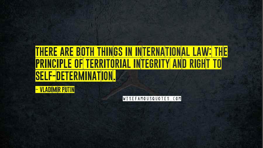 Vladimir Putin Quotes: There are both things in international law: the principle of territorial integrity and right to self-determination.