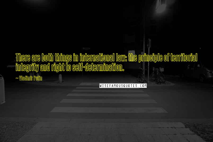 Vladimir Putin Quotes: There are both things in international law: the principle of territorial integrity and right to self-determination.