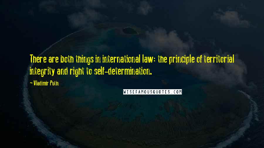 Vladimir Putin Quotes: There are both things in international law: the principle of territorial integrity and right to self-determination.