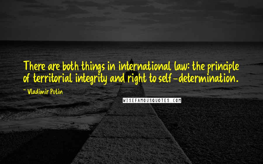 Vladimir Putin Quotes: There are both things in international law: the principle of territorial integrity and right to self-determination.