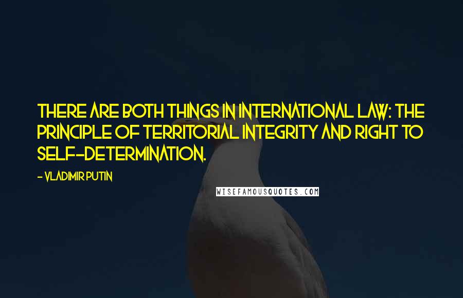 Vladimir Putin Quotes: There are both things in international law: the principle of territorial integrity and right to self-determination.