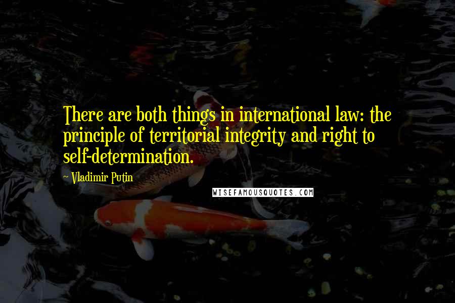 Vladimir Putin Quotes: There are both things in international law: the principle of territorial integrity and right to self-determination.