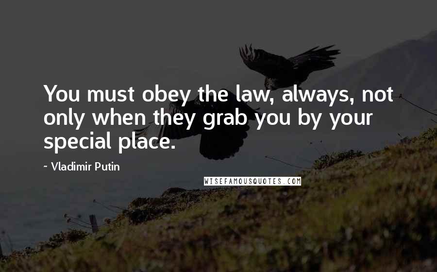 Vladimir Putin Quotes: You must obey the law, always, not only when they grab you by your special place.