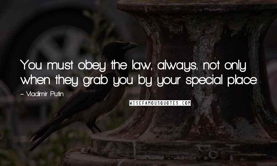 Vladimir Putin Quotes: You must obey the law, always, not only when they grab you by your special place.