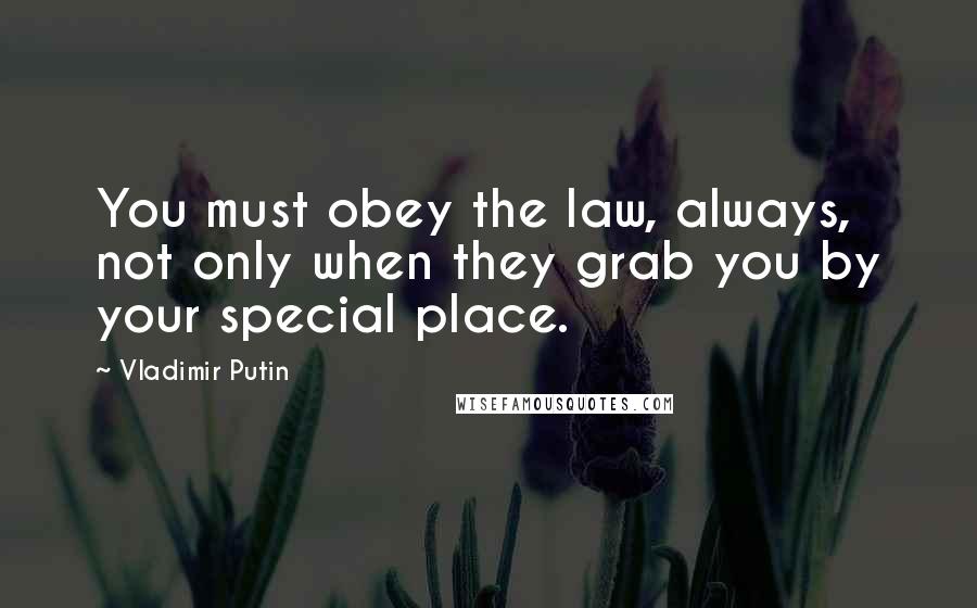 Vladimir Putin Quotes: You must obey the law, always, not only when they grab you by your special place.