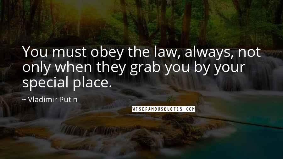 Vladimir Putin Quotes: You must obey the law, always, not only when they grab you by your special place.