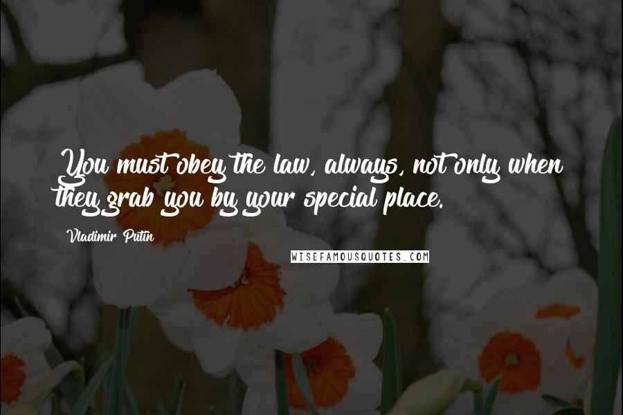 Vladimir Putin Quotes: You must obey the law, always, not only when they grab you by your special place.