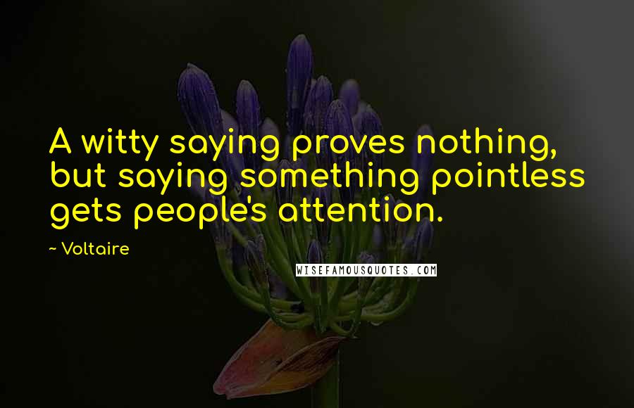 Voltaire Quotes: A witty saying proves nothing, but saying something pointless gets people's attention.