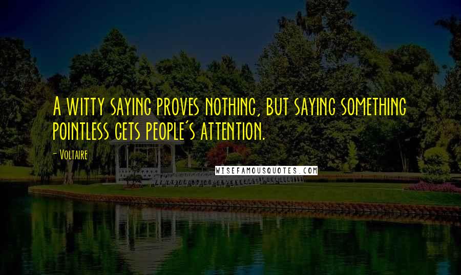 Voltaire Quotes: A witty saying proves nothing, but saying something pointless gets people's attention.