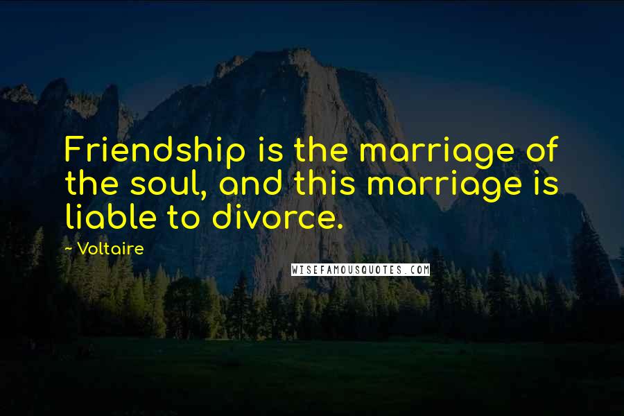 Voltaire Quotes: Friendship is the marriage of the soul, and this marriage is liable to divorce.