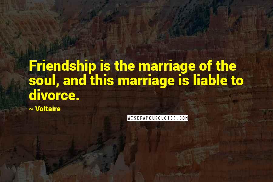 Voltaire Quotes: Friendship is the marriage of the soul, and this marriage is liable to divorce.