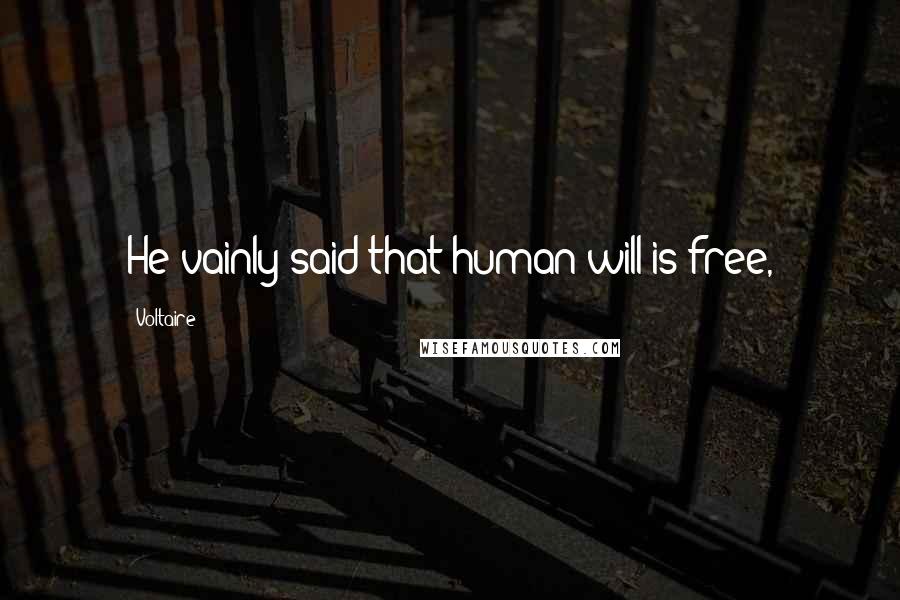 Voltaire Quotes: He vainly said that human will is free,