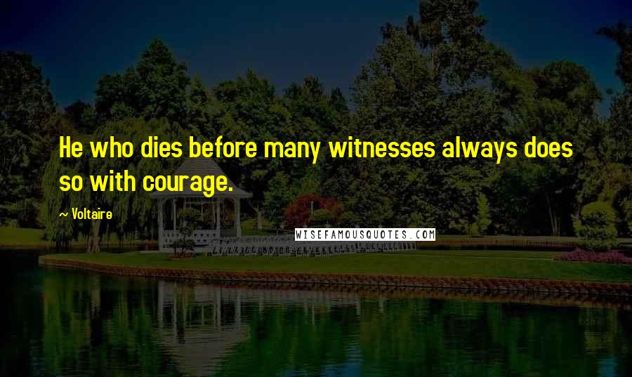 Voltaire Quotes: He who dies before many witnesses always does so with courage.