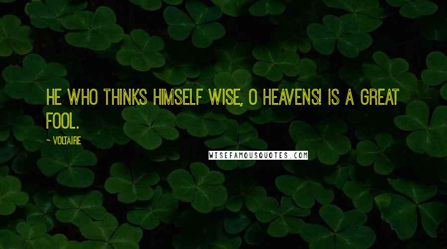 Voltaire Quotes: He who thinks himself wise, O heavens! is a great fool.
